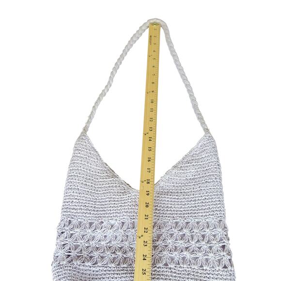 Lavender Crochet Knit Shoulder Bag Boho Hobo Tote Purse Handmade Medium - Picture 4 of 10